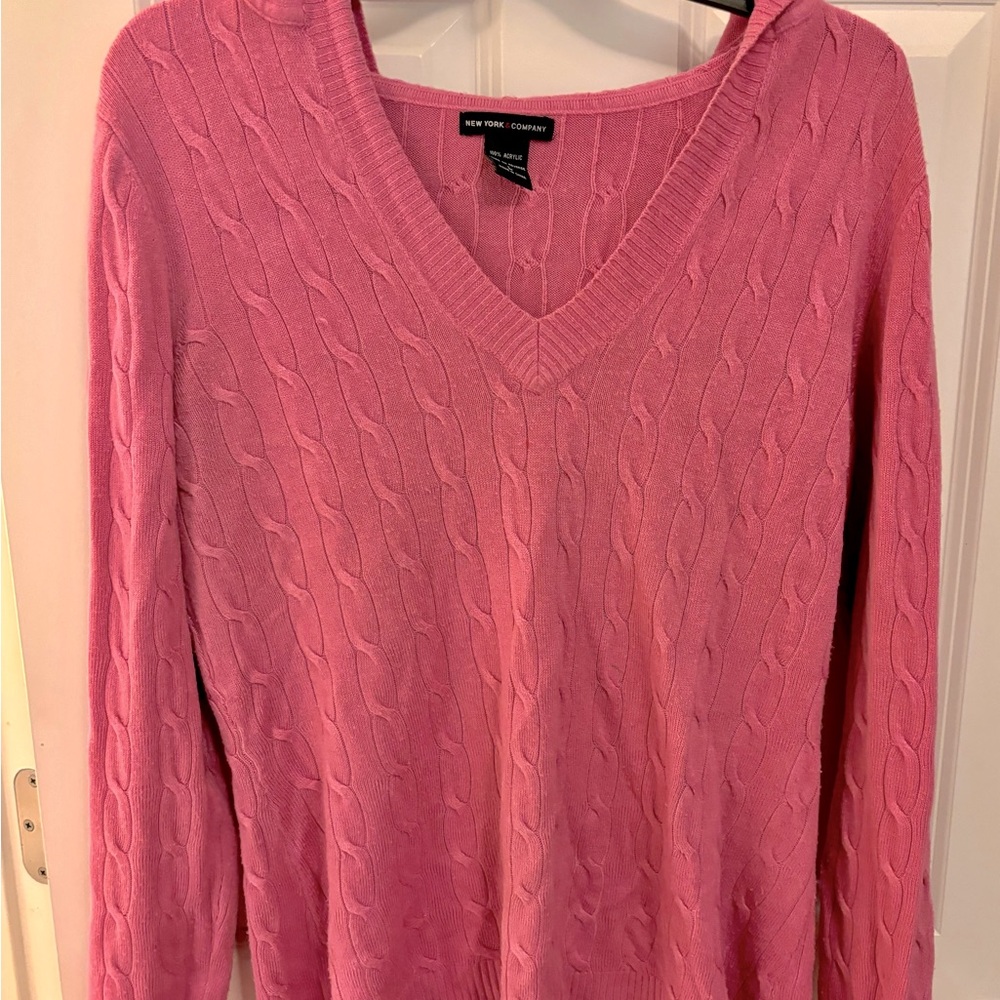Hooded pink sweater size Large